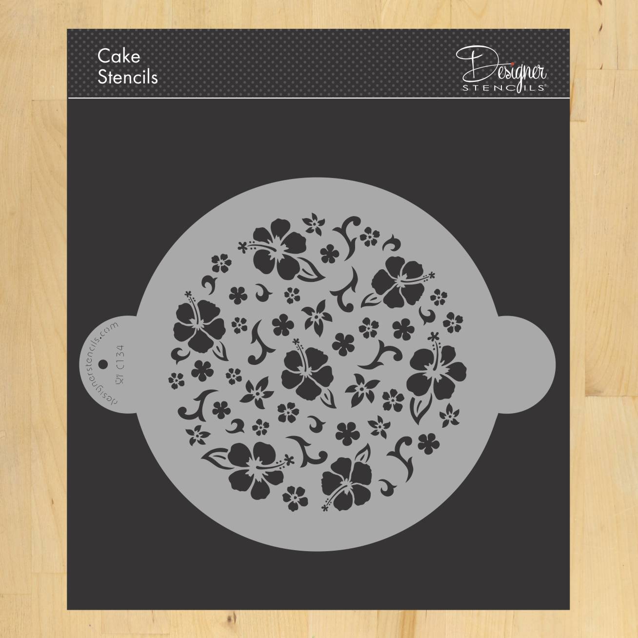 Hibiscus Round Cake Stencil Top by Designer Stencils
