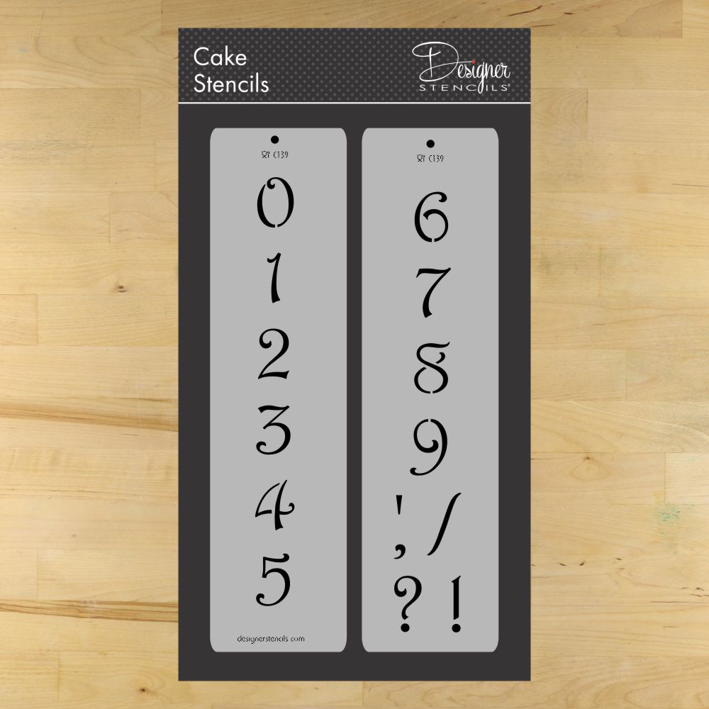 Contemporary Numbers Cake Stencil Set by Designer Stencils 1 3/4"