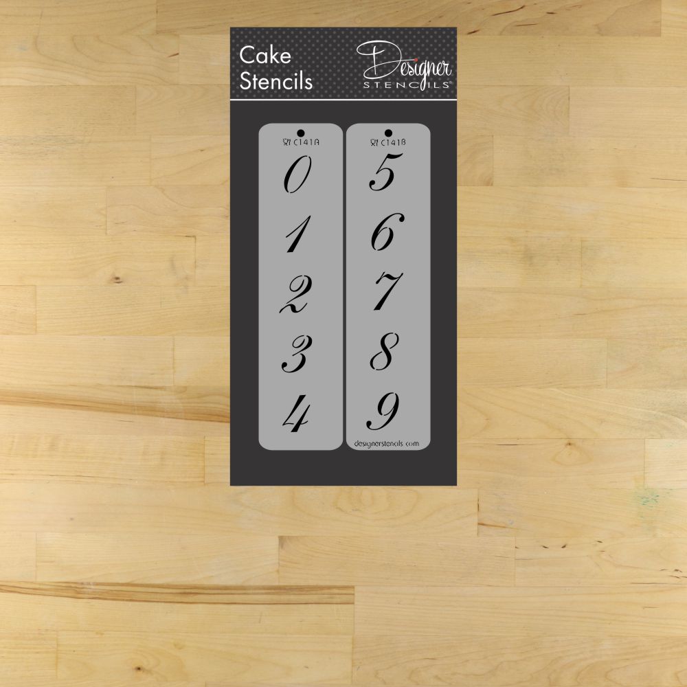 Script Numbers Cake Stencil Set by Designer Stencils 1 1/4"