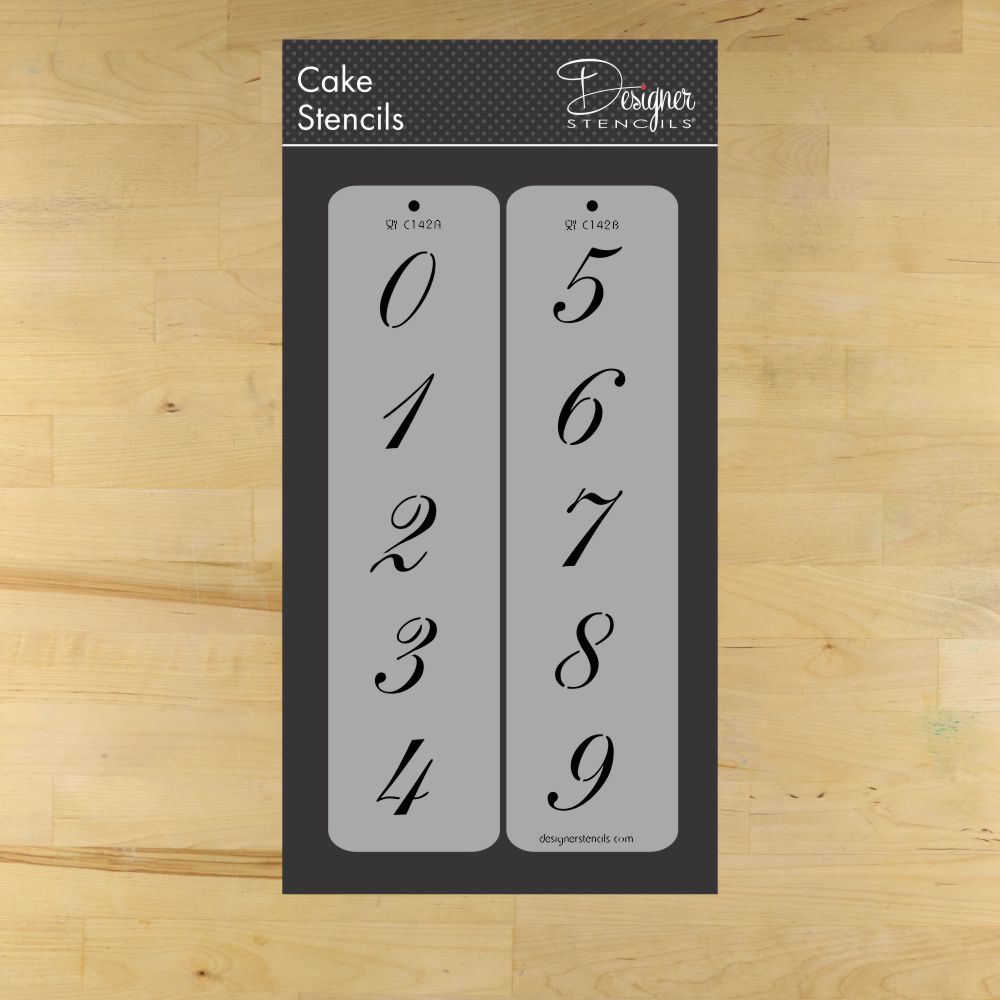 Script Numbers Cake Stencil Set by Designer Stencils 1 3/4"