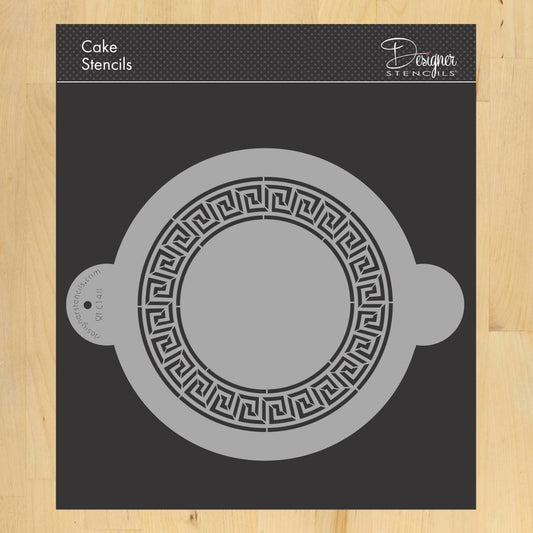 Greek Key Circle Cake Stencil Top by Designer Stencils