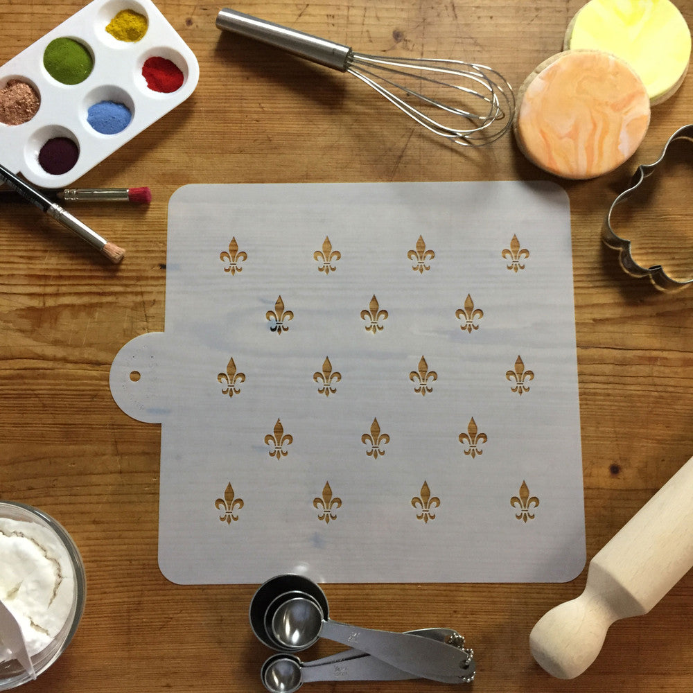 Fleur de Lis Allover Print Cake Side Stencil by Designer Stencils