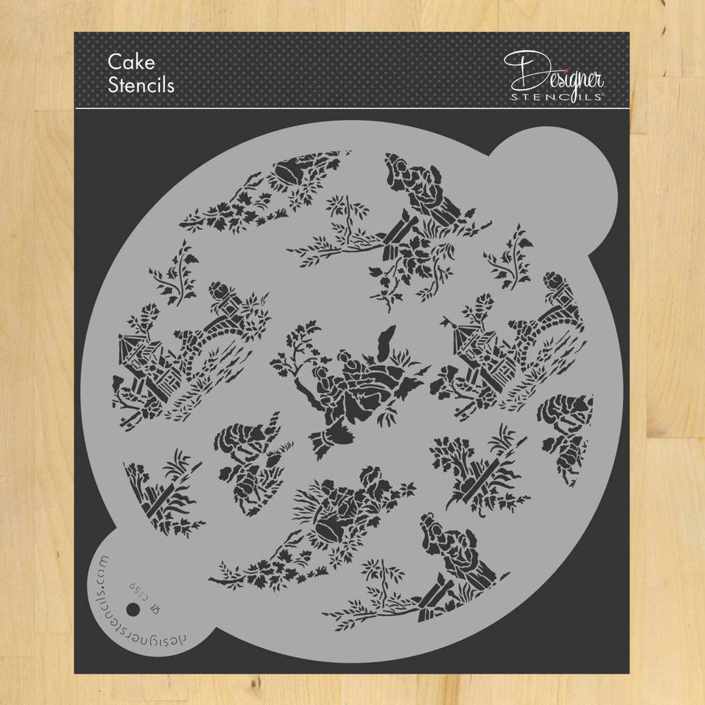 French Toile Cake Stencil Top by Designer Stencils 14"