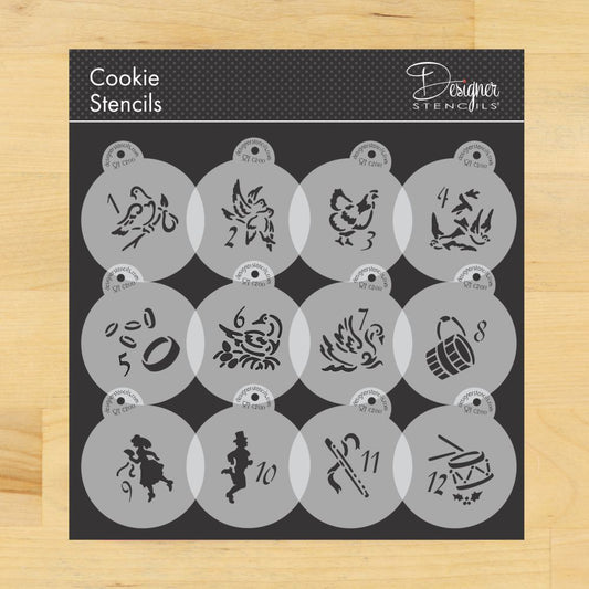 Twelve Days of Christmas Round Cookie Stencil Set