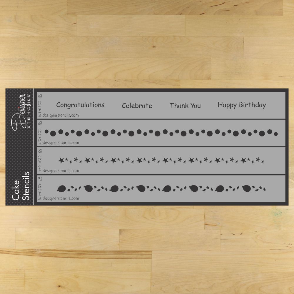 Celebration Ribbons Cake Stencil Set by Designer Stencils