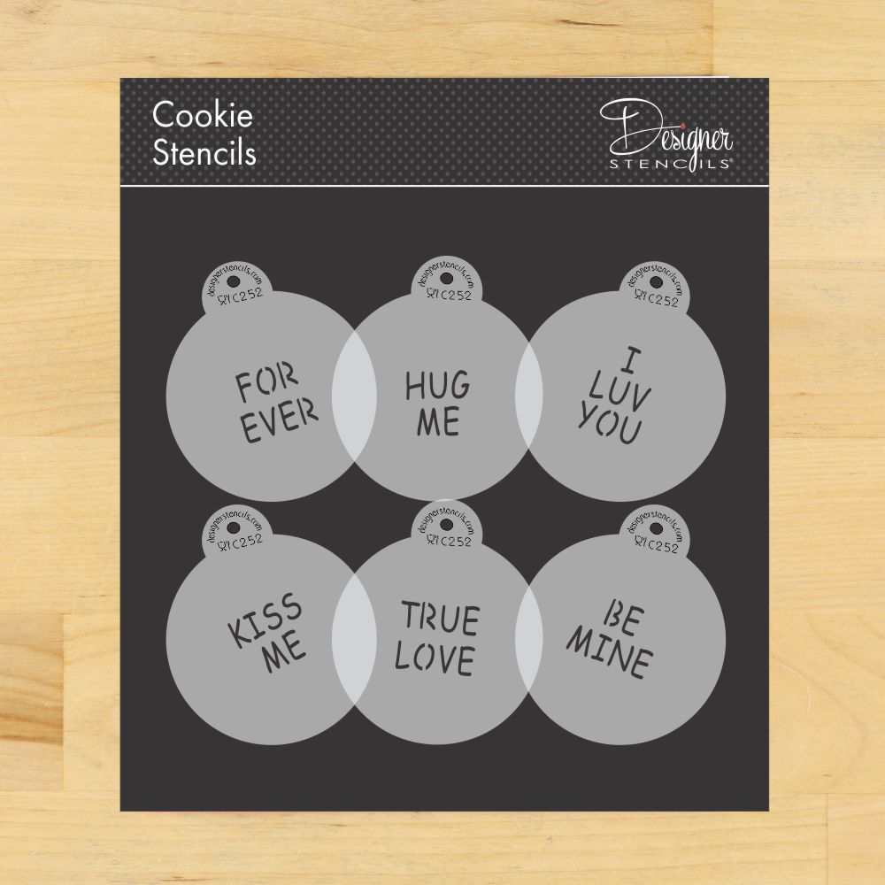 Candy Heart Sayings Round Cookie Stencil Set by Designer Stencils