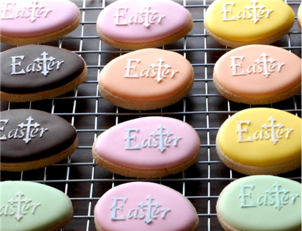 Decorated Easter Cookies using Easter Round Cookie Stencil Set by Designer Stencils