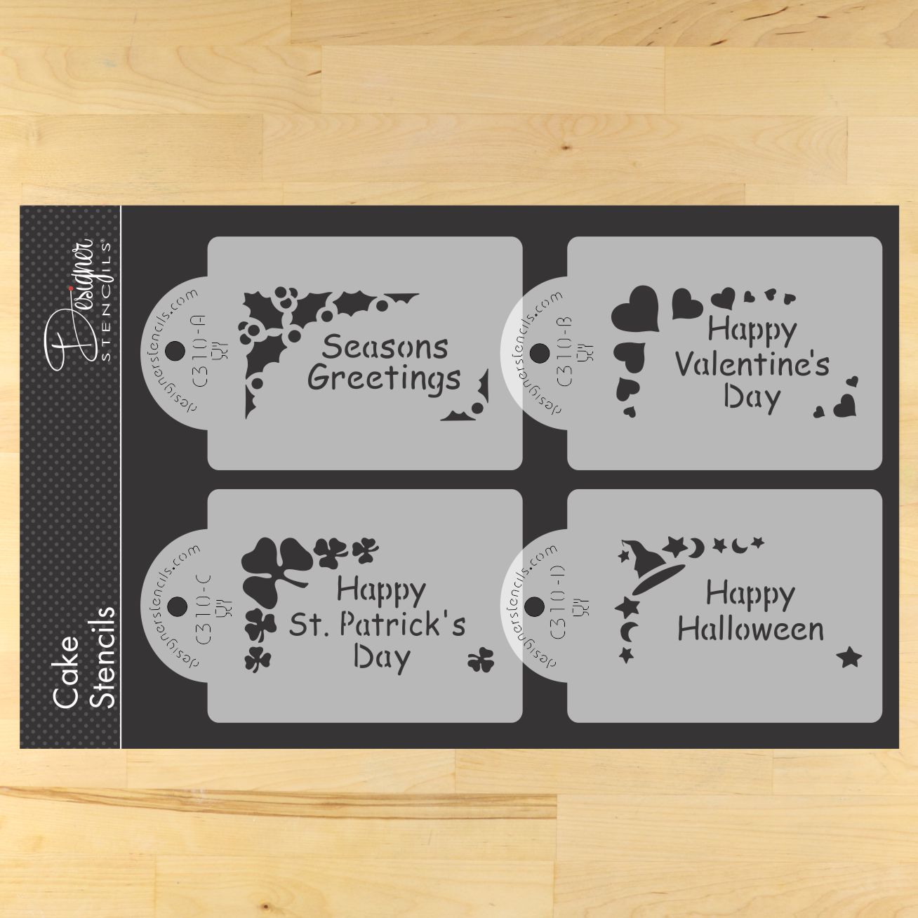 Holiday Corners Cake Stencil Side by Designer Stencils