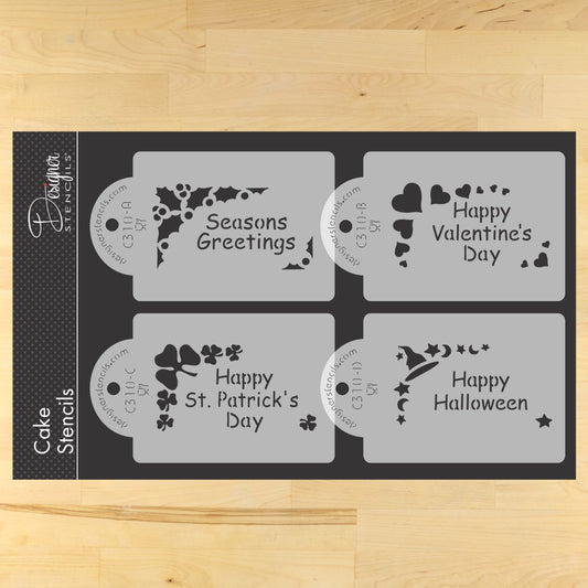 Holiday Corners Cake Stencil Side by Designer Stencils