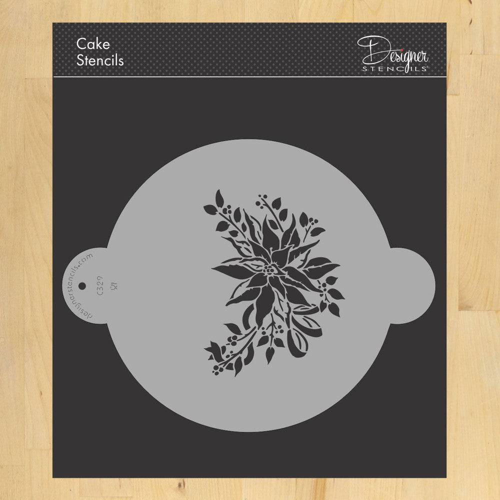Poinsettia Spray Cake Stencil Top by Designer Stencils