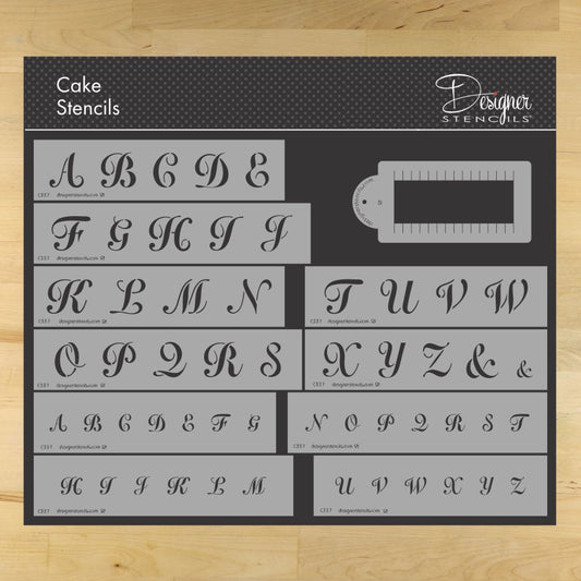 Script Monogram Cake Stencil Set by Designer Stencils