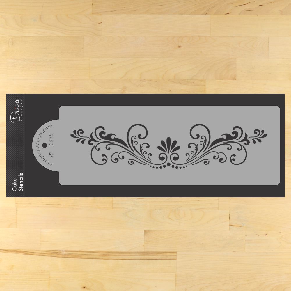 Elegant Fleur de Lis Cake Stencil Side by Designer Stencils 2nd tier