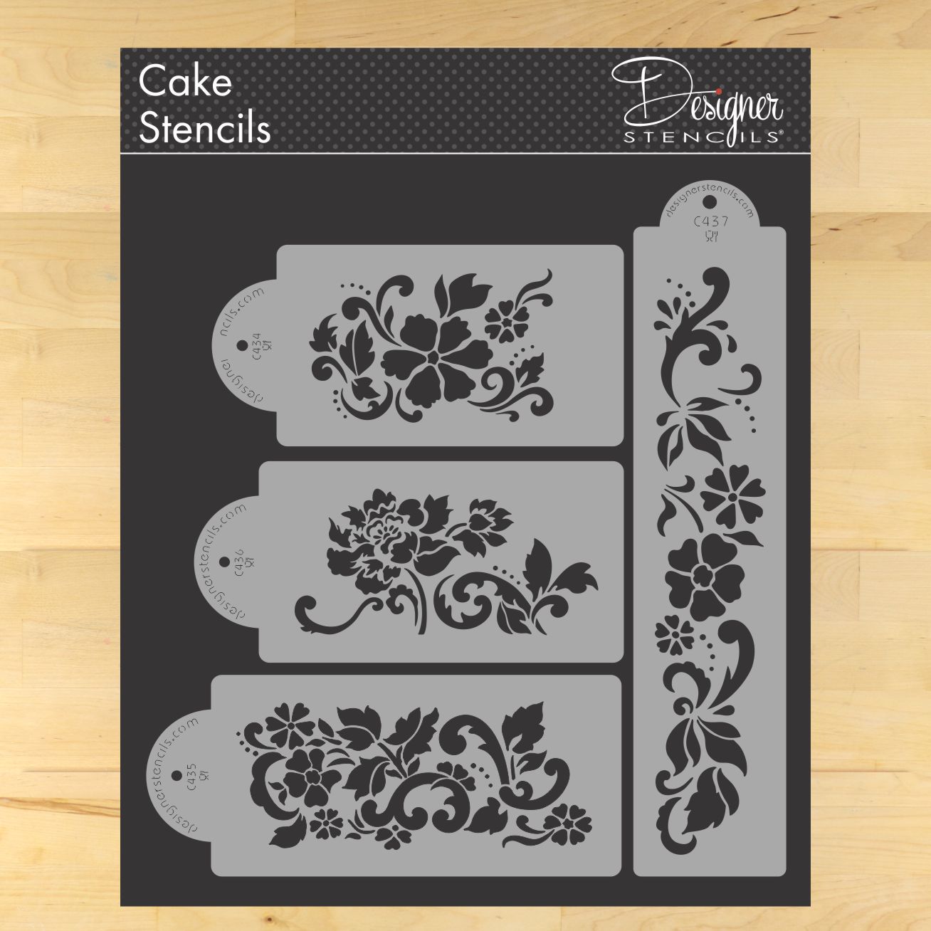 Floral Explosion Cake Side Stencil 4 PC Set by Designer Stencils