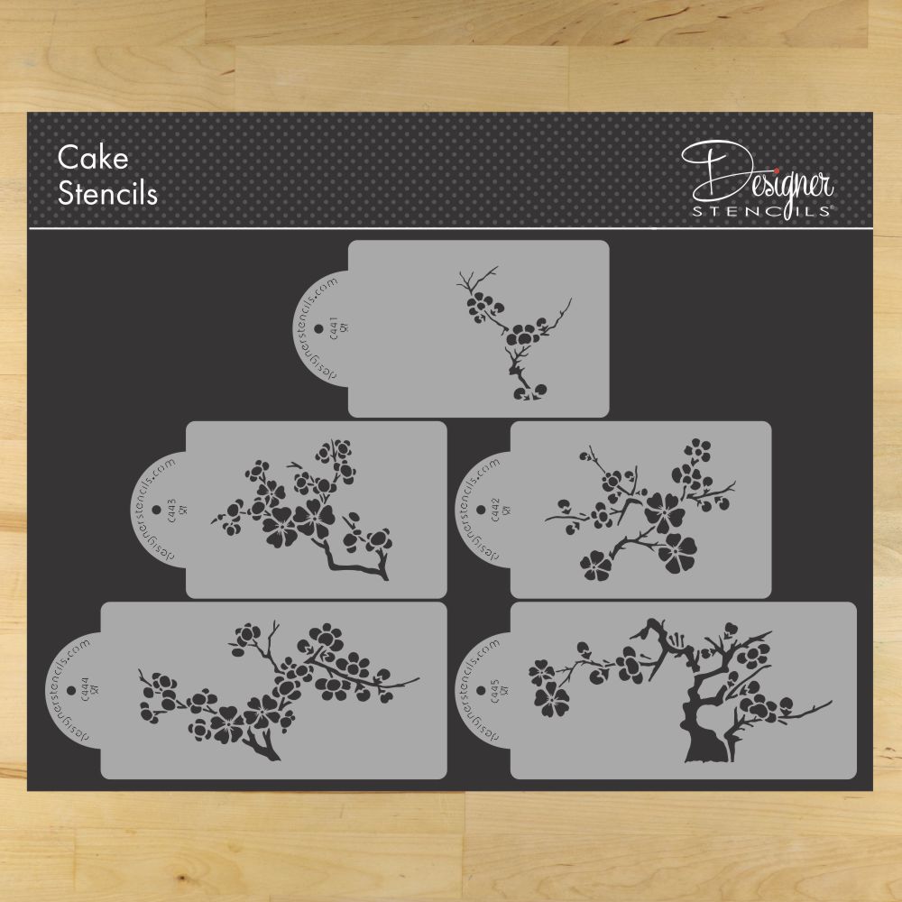 Blooming Cherry Tree Cake Stencil Sets by Designer Stencils Full Set