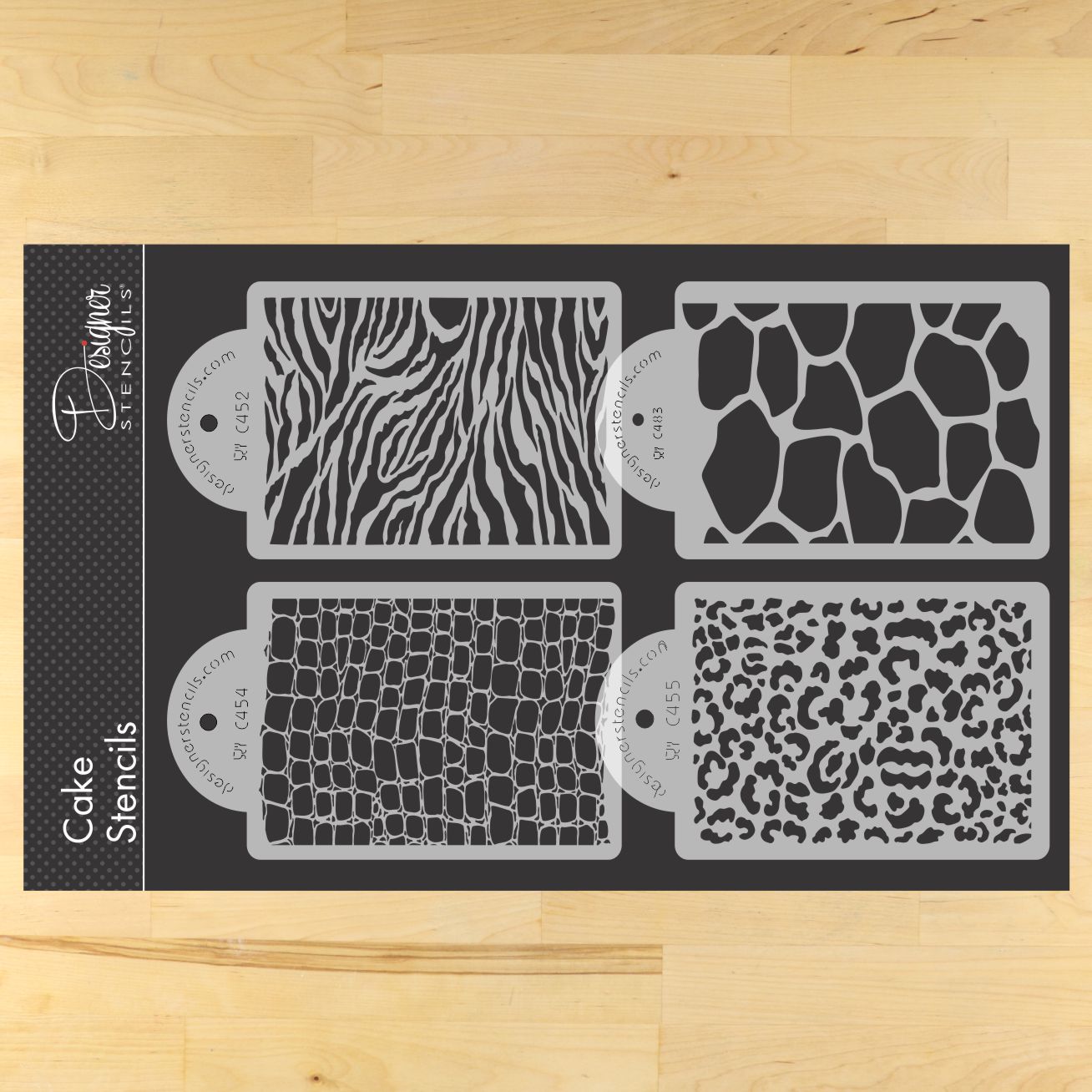Animal Print Cake Stencil Side 4 Pc Set by Designer Stencils