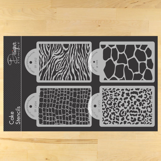 Animal Print Cake Stencil Side 4 Pc Set by Designer Stencils