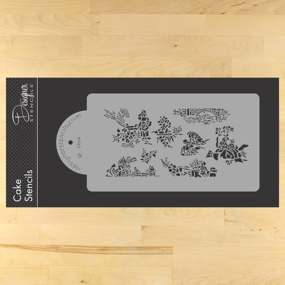 4 Inch French Toile Cake Stencil Side by Designer Stencils