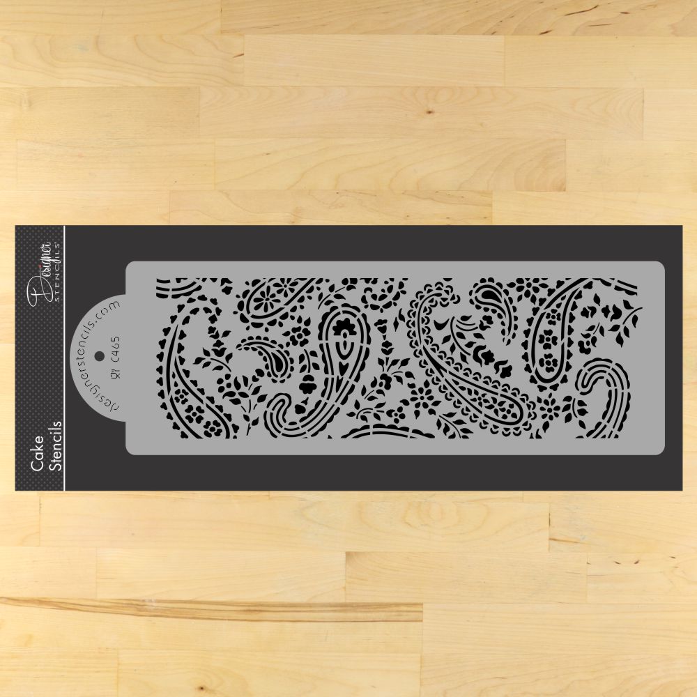 Paisley Cake Stencil Side by Designer Stencils