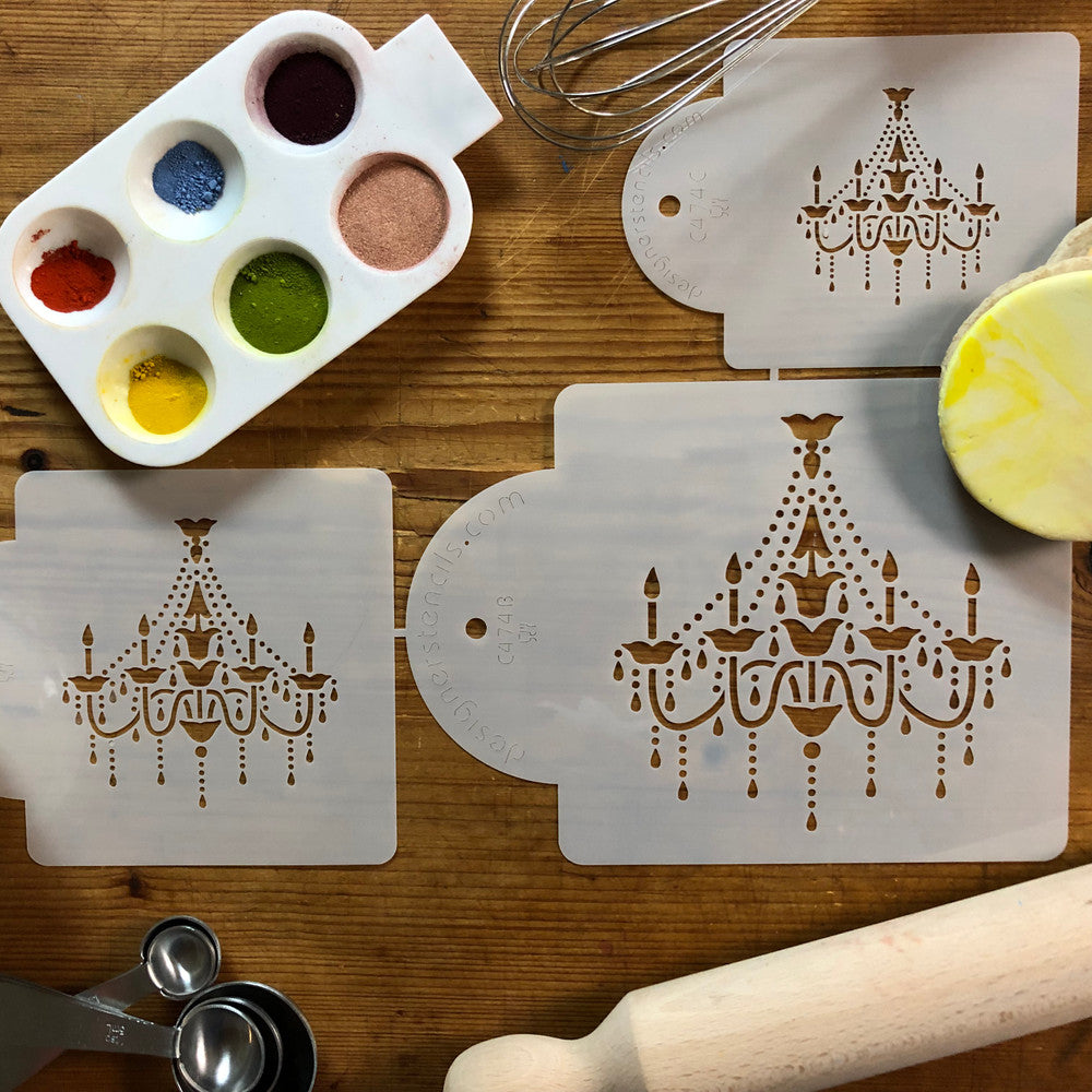 Chandelier Cake Stencil Side Set by Designer Stencils