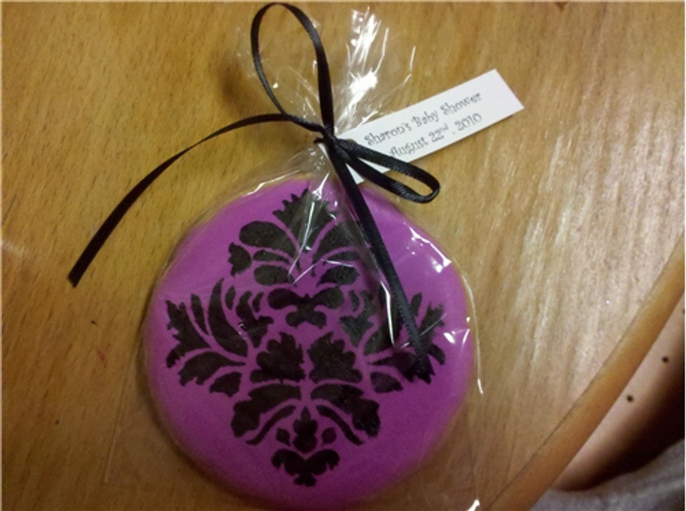 stenciled cookies using Damask Accents Cake and Cookie Stencil by Designer Stencils