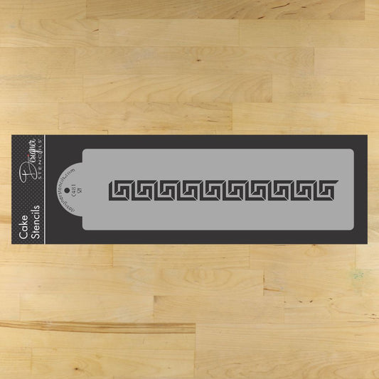 Greek Key Cake Stencil Side by Designer Stencils