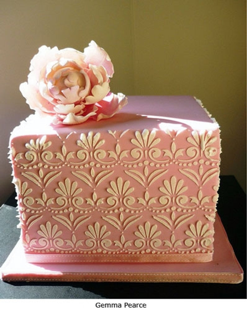 Cake using Fleur de Lis Cake Stencil Sets by Designer Stencils