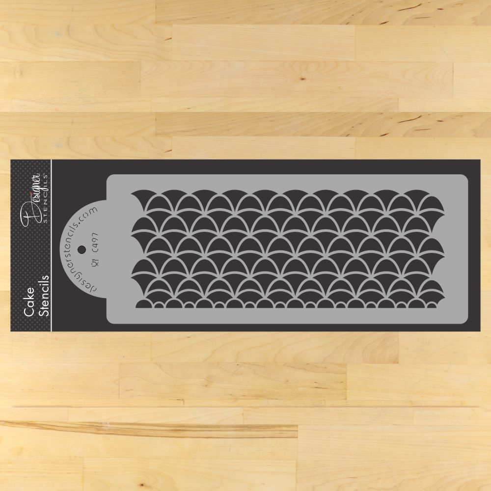 Art Deco Scallop Cake Stencil Side by Designer Stencils