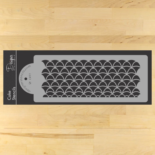 Art Deco Scallop Cake Stencil Side by Designer Stencils