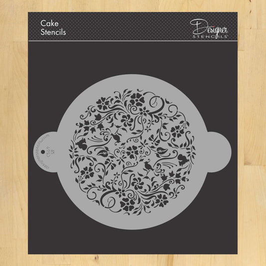 Nature's Vignette Cake Stencil Top by Designer Stencils