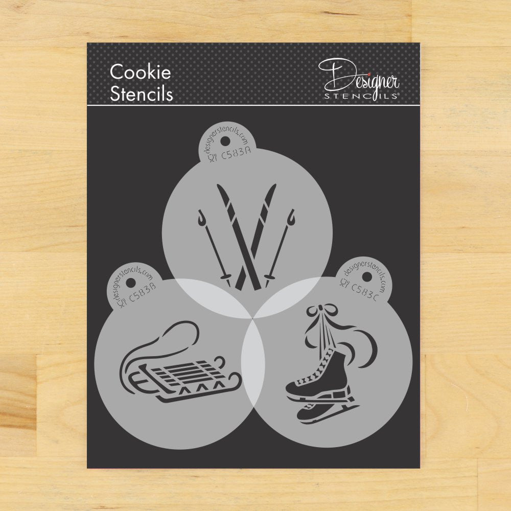 Winter Sports Cookie or Cupcake Stencil Set