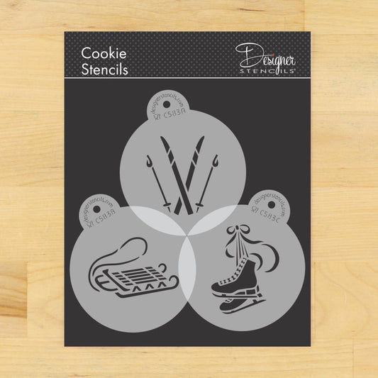 Winter Sports Cookie or Cupcake Stencil Set