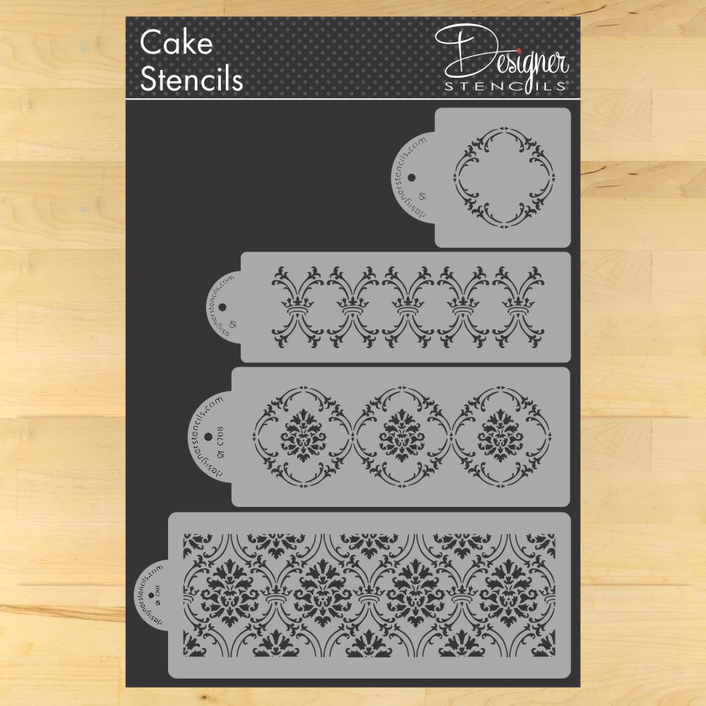 Royal Damask Cake Stencil Sets by Designer Stencils