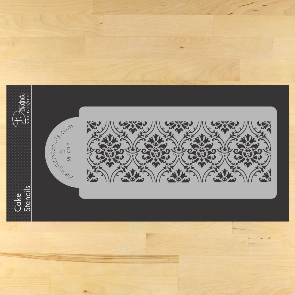 Royal Damask Cake Stencil by Designer Stencils for Wedding Cakes
