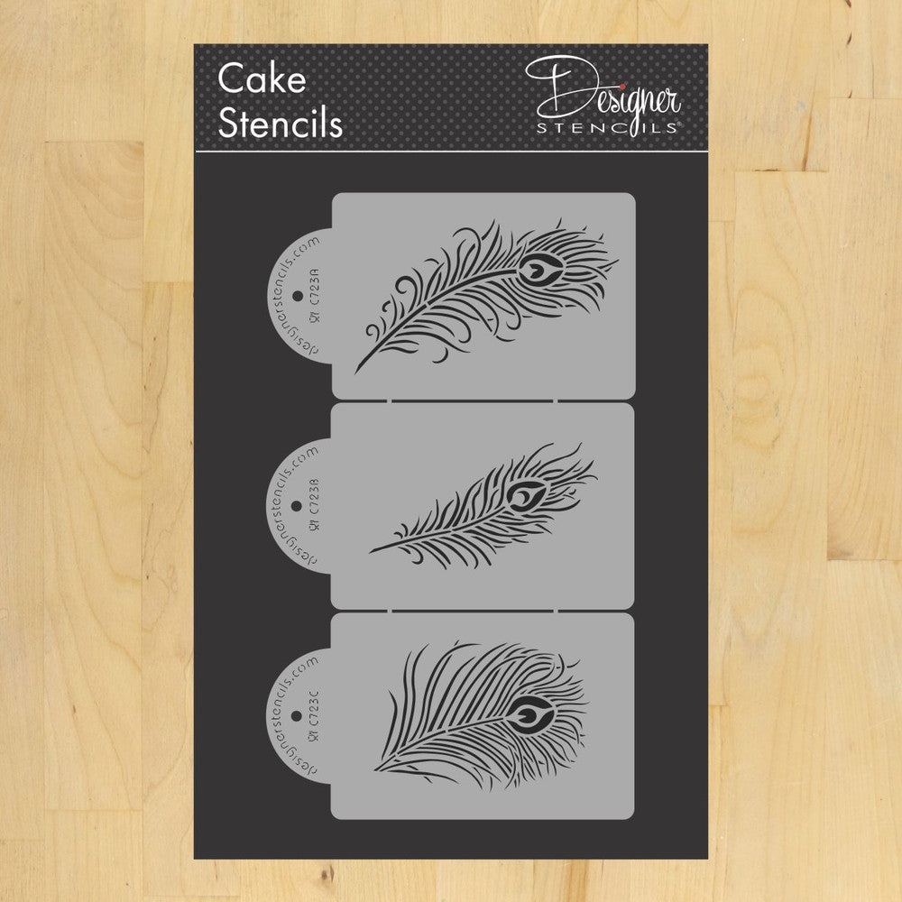 Peacock Feather Cake Stencil Set by Designer Stencils