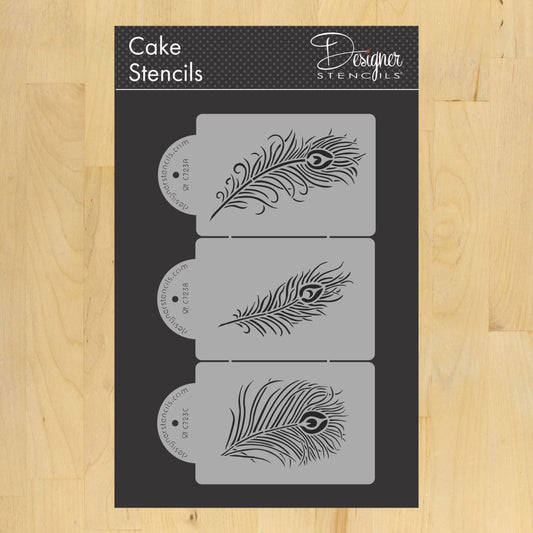 Peacock Feather Cake Stencil Set by Designer Stencils
