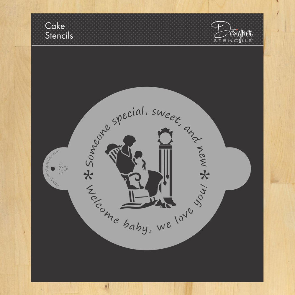 Welcome Baby Cake Stencil Top by Designer Stencils