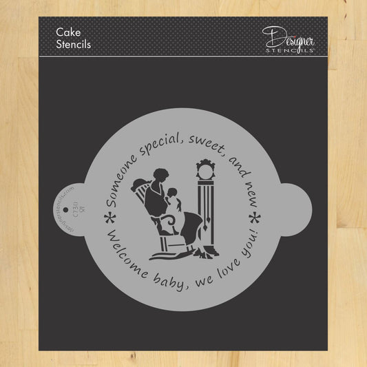 Welcome Baby Cake Stencil Top by Designer Stencils