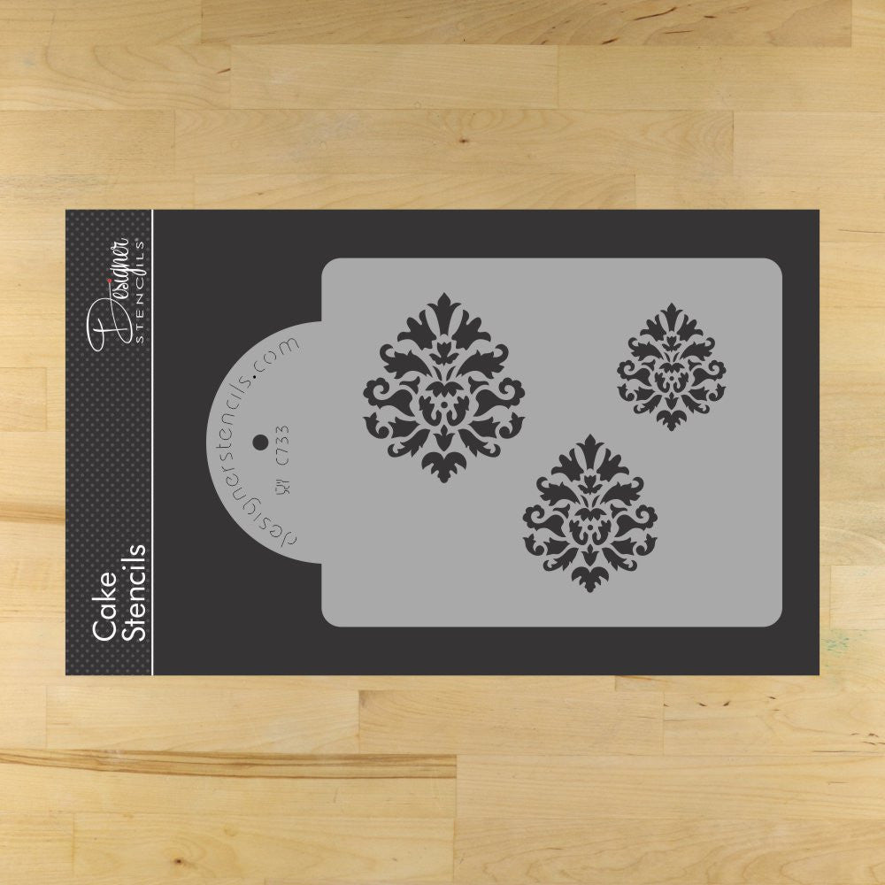Royal Damask Icons Cake Stencil Set by Designer Stencils