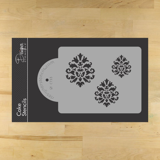 Royal Damask Icons Cake Stencil Set by Designer Stencils