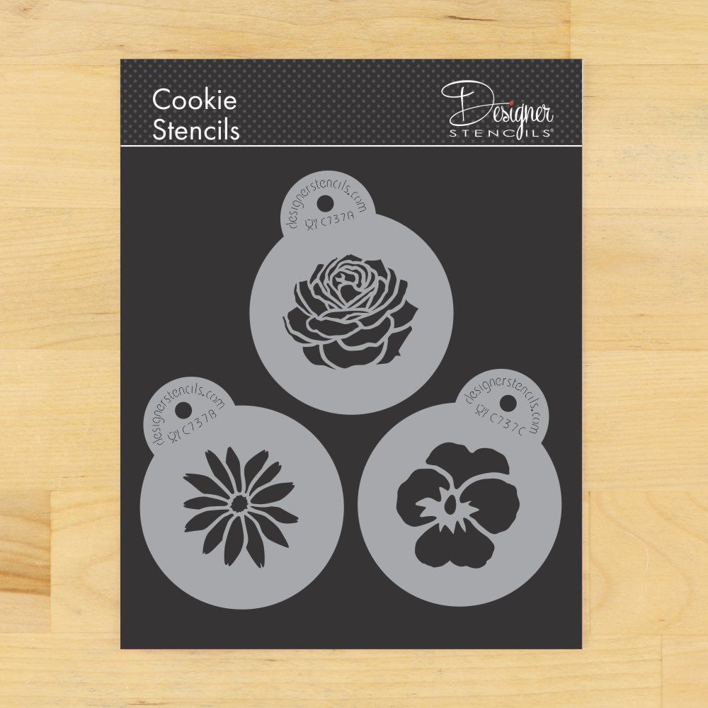 Garden Flowers Round Cookie Stencil Set by Designer Stencils