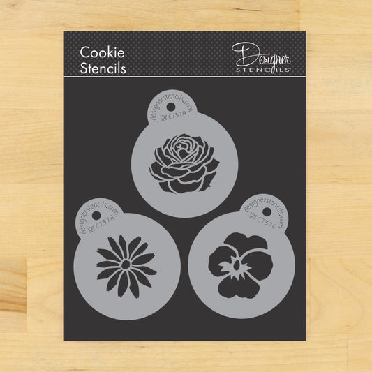 Garden Flowers Round Cookie Stencil Set by Designer Stencils