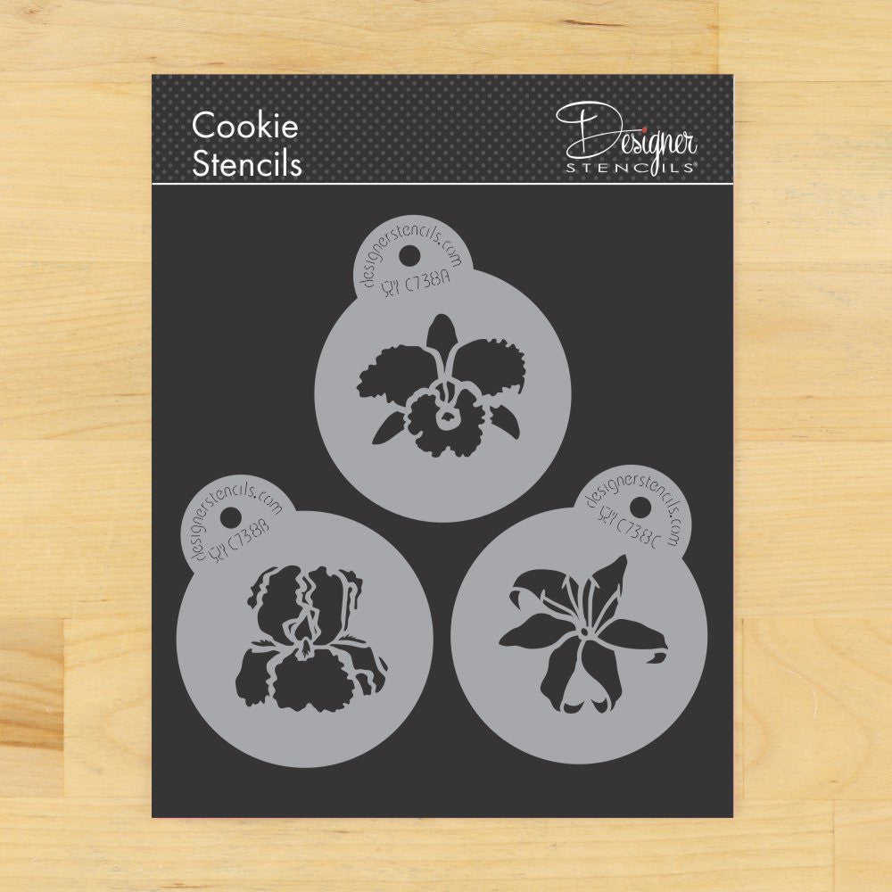 Exotic Flowers Round Cookie Stencil Set by Designer Stencils