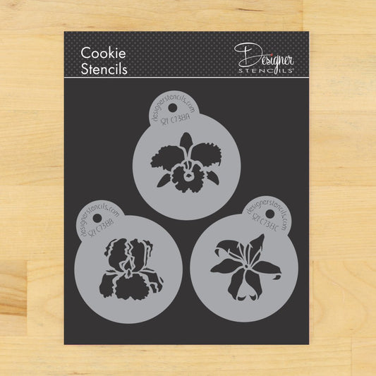 Exotic Flowers Round Cookie Stencil Set by Designer Stencils