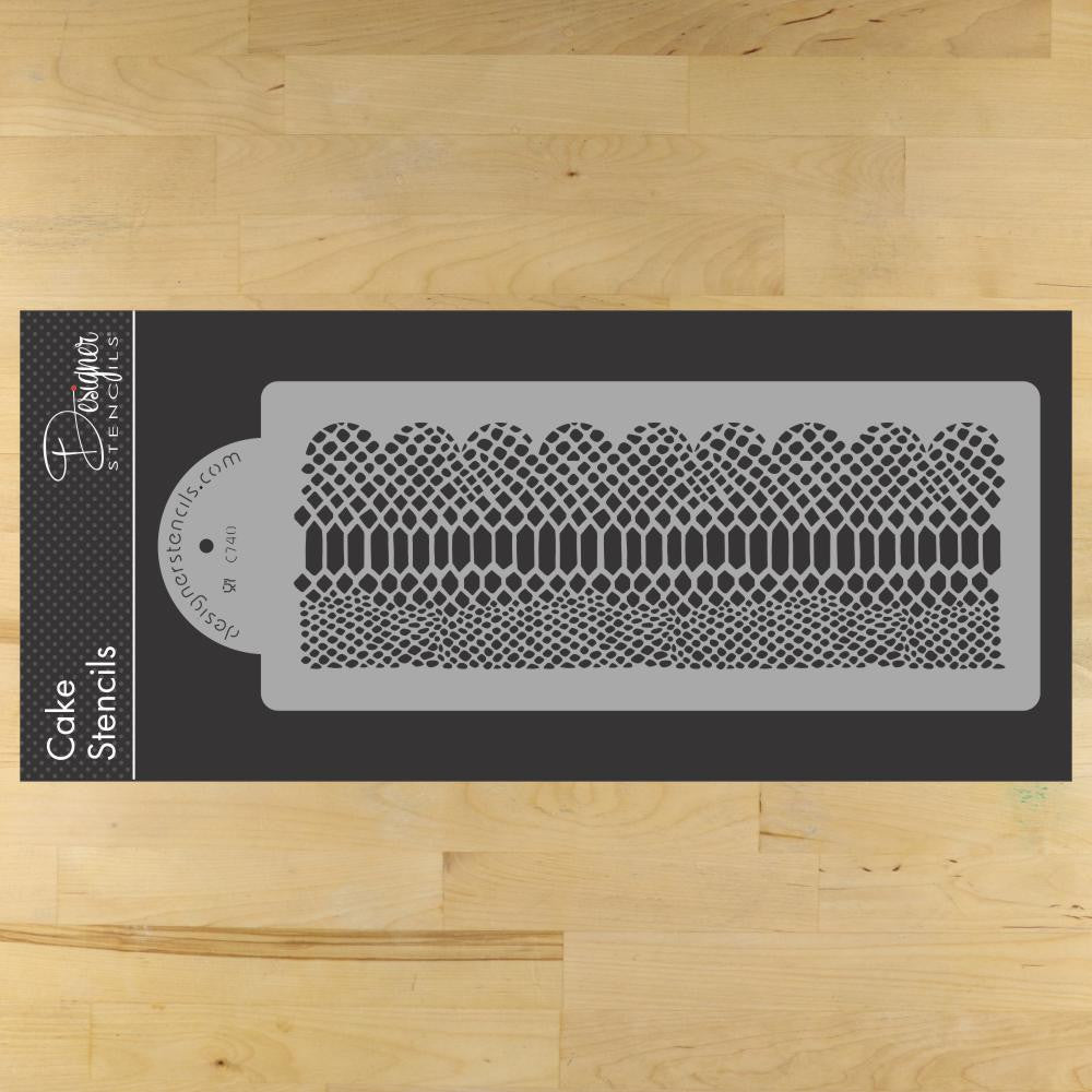 Kerry Vincent's Scalloped Python Cake Stencil Side by Designer Stencils