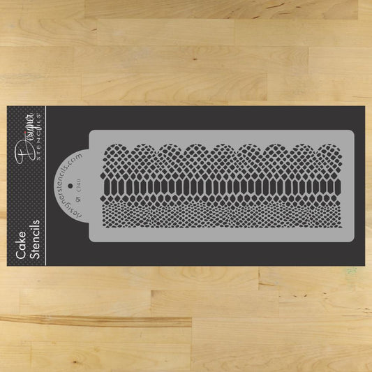 Kerry Vincent's Scalloped Python Cake Stencil Side by Designer Stencils