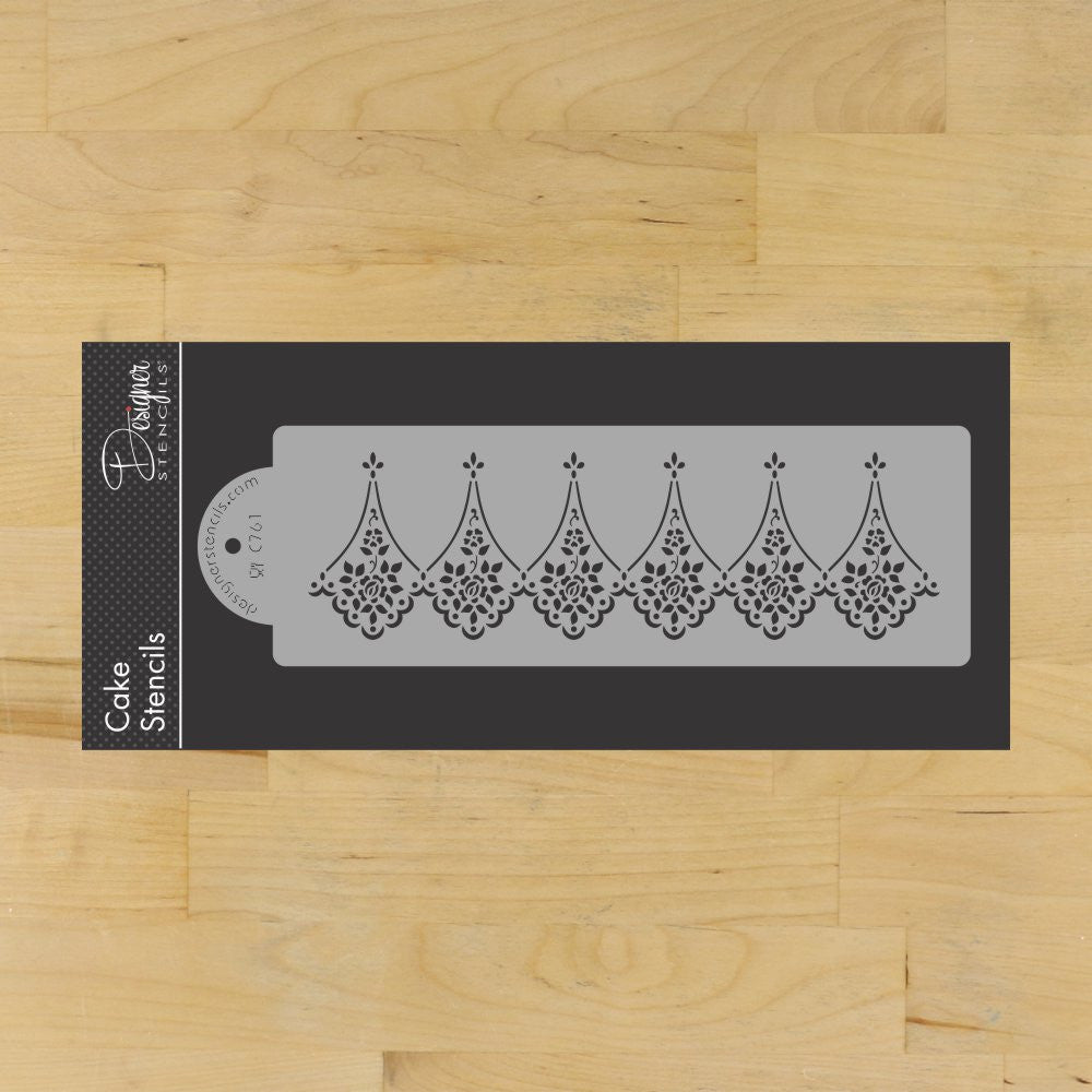 Alencon Lace Companion Cake Stencil Side by Designer Stencils