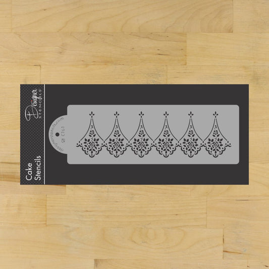 Alencon Lace Companion Cake Stencil Side by Designer Stencils