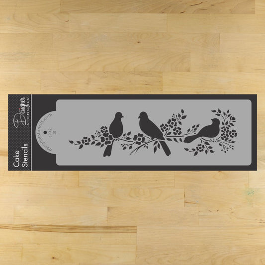 Love Birds Cake Stencil Side by Designer Stencils