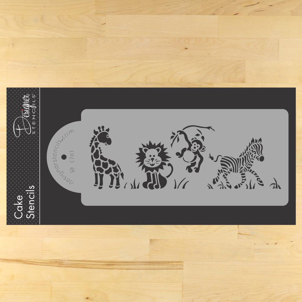 Jungle Animals Cake Stencil Side by Designer Stencils
