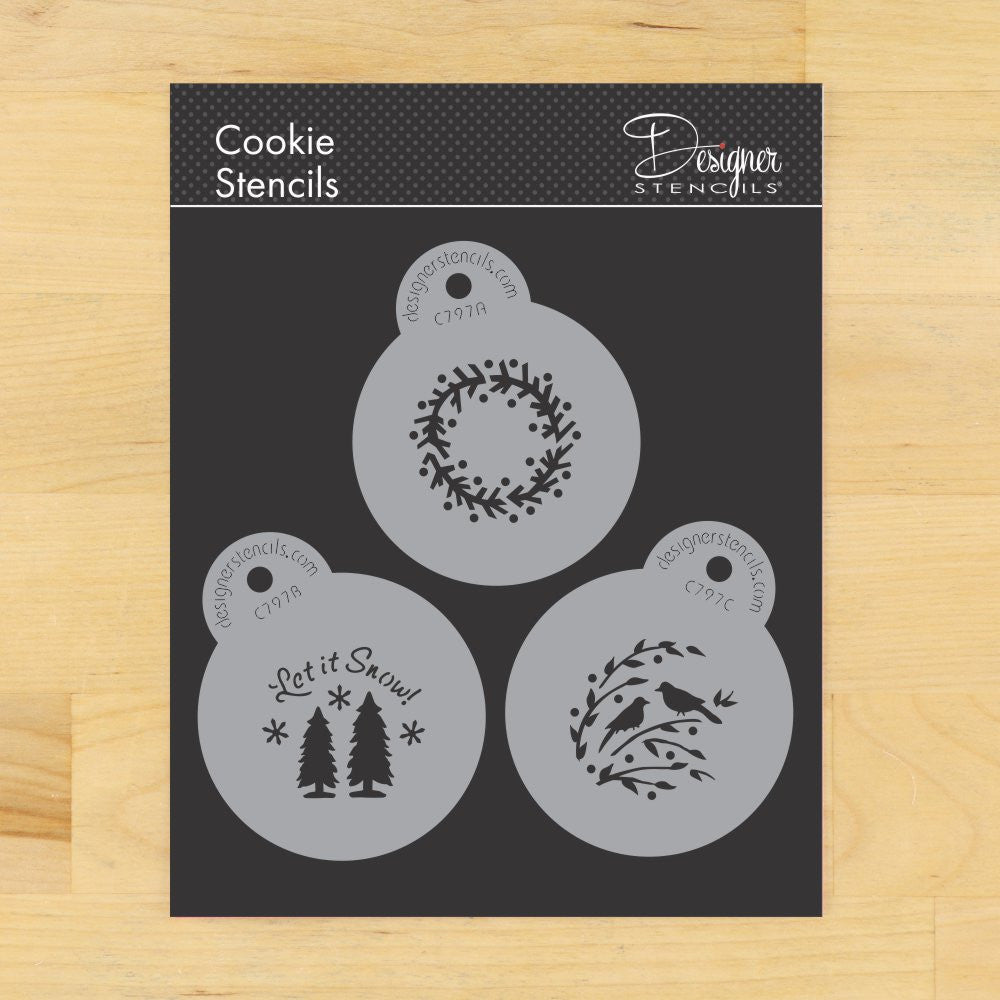 Let it Snow Round Cookie Stencil Set by Designer Stencils